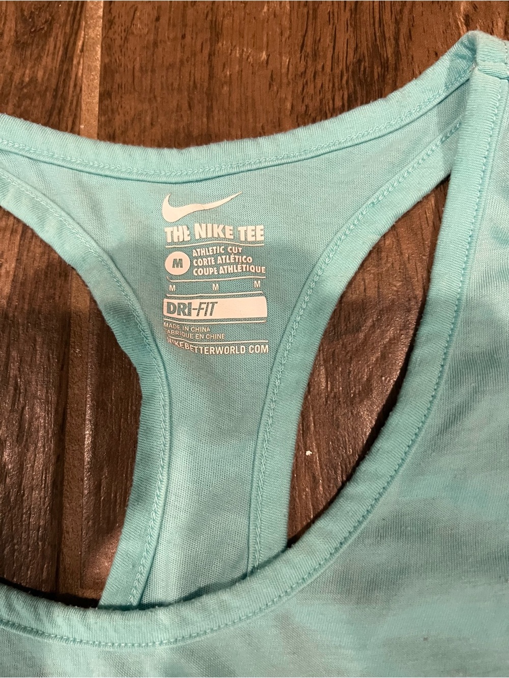 Nike Womens size M Racerback Tank - Light Blue with Purple Text - Picture 3 of 4